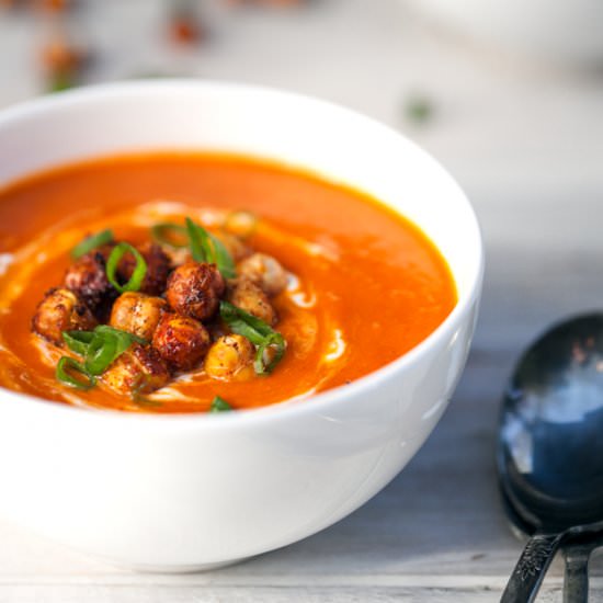 Tomato Ginger Soup with Chickpeas