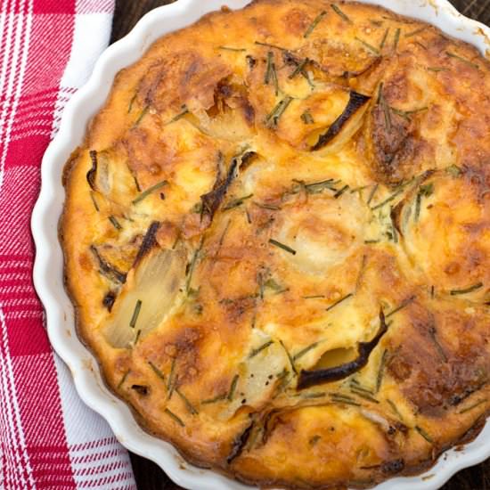 Butternut, Potato and Onion Quiche