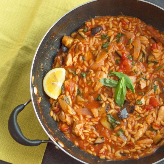 Orzo Chicken & Aubergine One-Pot