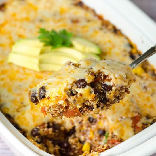 Cheesy Enchilada Quinoa Casserole