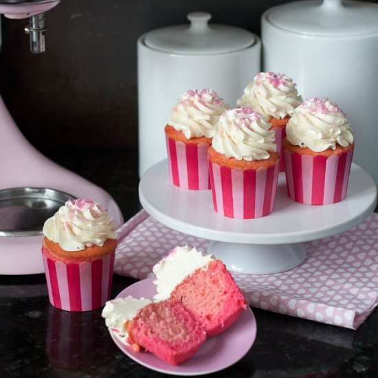 Pink Ombre Swirl Cupcakes