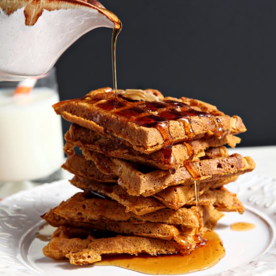 Pumpkin Waffles with Cinnamon Syrup