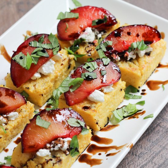 Roasted Plum Polenta Squares