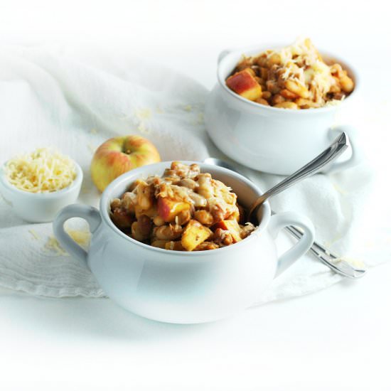 Smoky Apple, Pork and Gouda Baked Beans