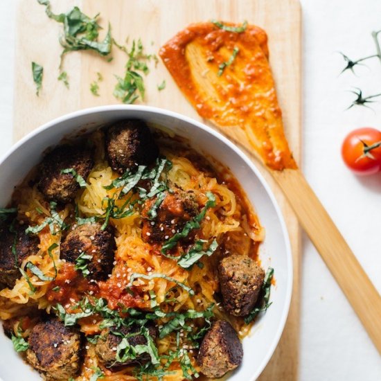 Spaghetti and Chickpea Meatballs