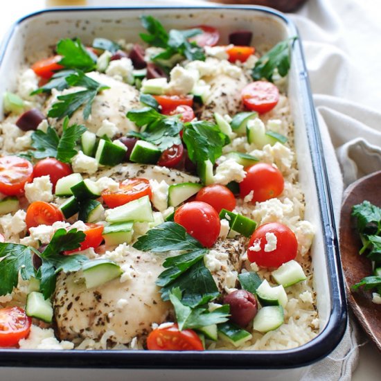 Greek Chicken and Rice Casserole