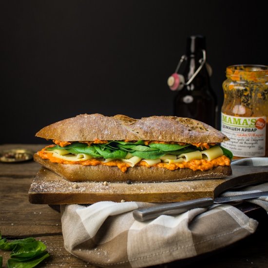 Ciabatta with Gouda and Spinach