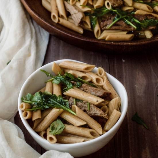 Penne with Beef & Arugula