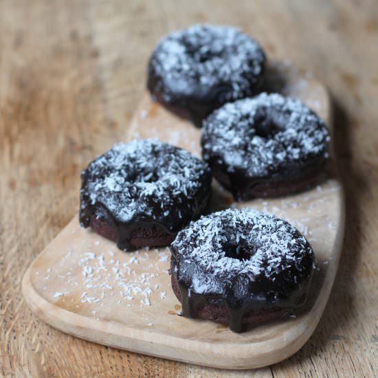 Chocolate Coconut Fudge Donuts