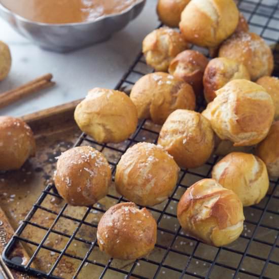 Cinnamon Soft Pretzel Bites with Apple Glaze