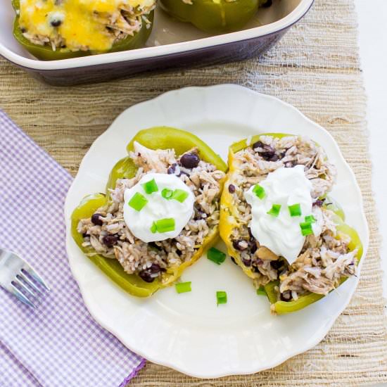 Salsa Verde Chicken Stuffed Peppers