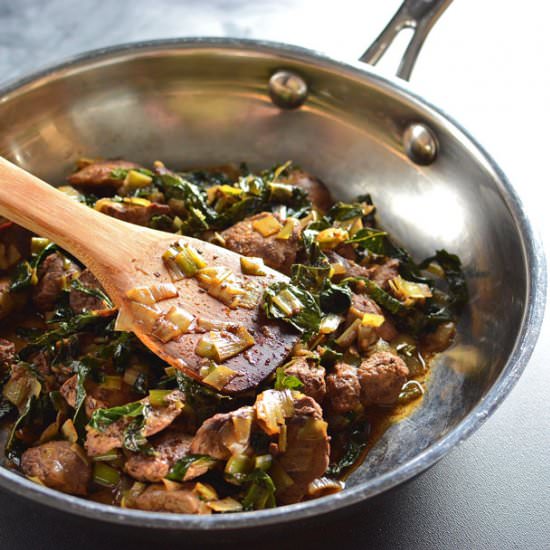 Chicken Liver w/ Leeks & Kale