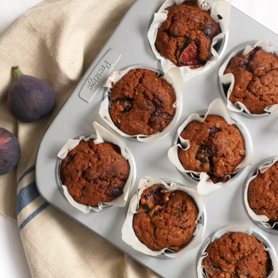 Fig, Walnut and Chocolate Muffins