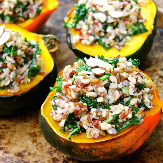 Wild Rice Stuffed Acorn Squash