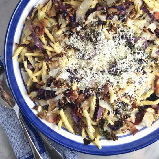 Roasted Cabbage & Bacon Pasta