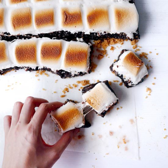 Nutella-Stuffed Smores Brownies