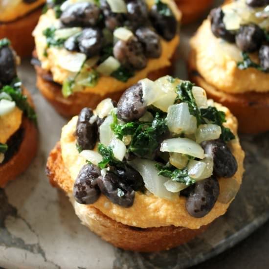 Orca Bean, Kale & Pumpkin Crostini