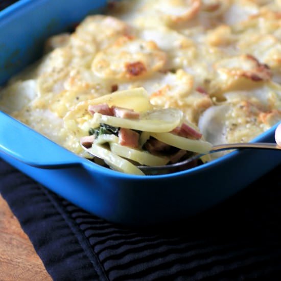 Bacon, Swiss Chard & Potato Gratin