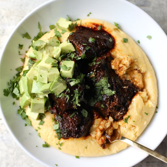 Citrus Short Ribs Over Cheesy Polenta