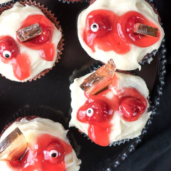 Zombie Cupcakes with Edible Glass