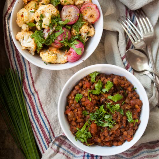 Masala Lentils w/ Roasted Veggies