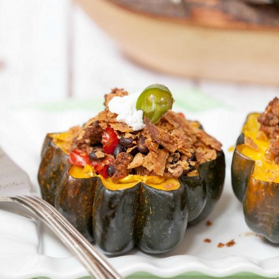 Beef Bean Enchilada Stuffed Squash