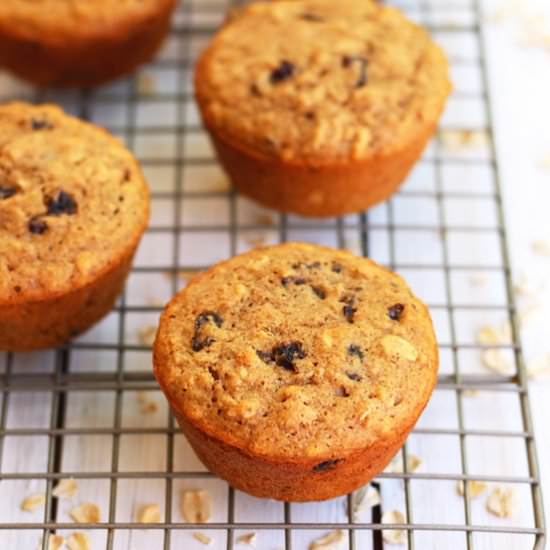 Toaster Oven Oatmeal Raisin Muffins