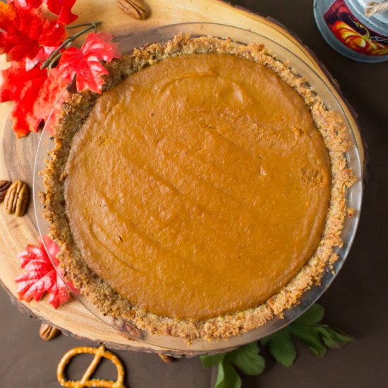 Pecan Pretzel Crusted Pumpkin Pie