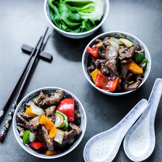 Beef & Peppers in Black Bean Sauce