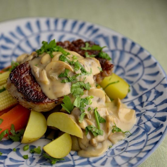 Ribeye Steak with Creamy Mushroom