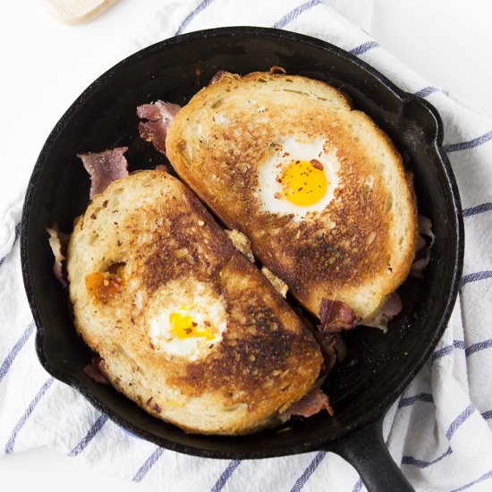 Bacon Grilled Cheese Egg in a Hole