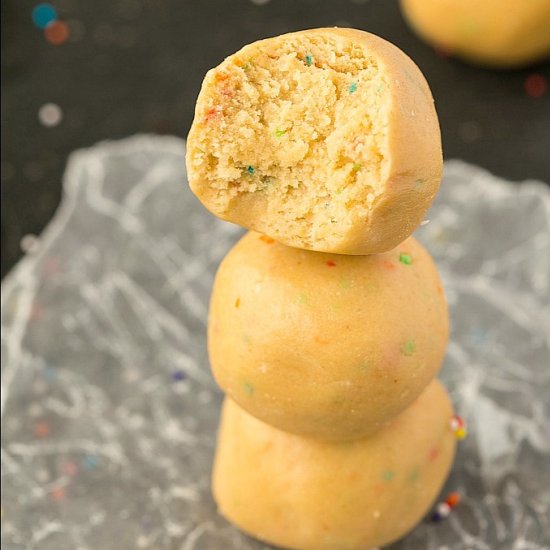 Healthy No Bake Cake Batter Bites