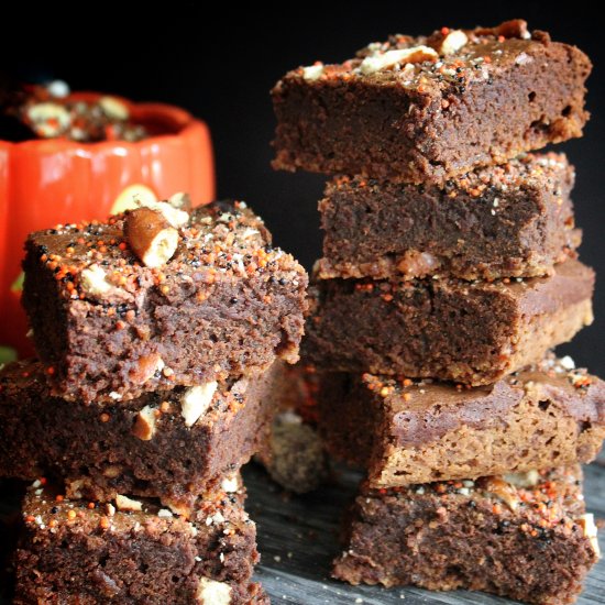 Pumpkin Brownies with Pretzel Crust