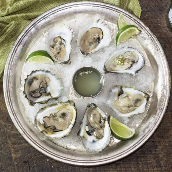 Oysters w/ Gin and Lime Mignonette