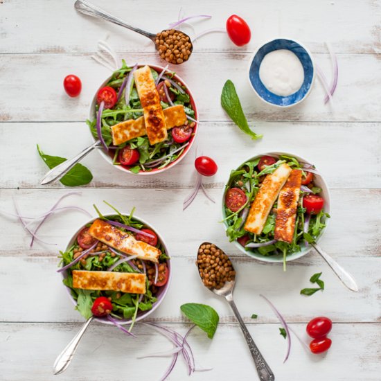 Lentil and Haloumi Salad