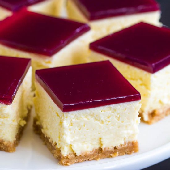 Cheesecake Bars with Wine Gelée