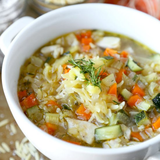 Lemon Chicken Orzo Soup