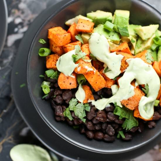 Spicy Sweet Potato Avocado Rice Bowls