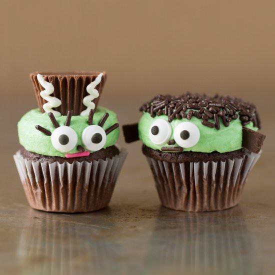 Frankenstein and Bride Cupcakes