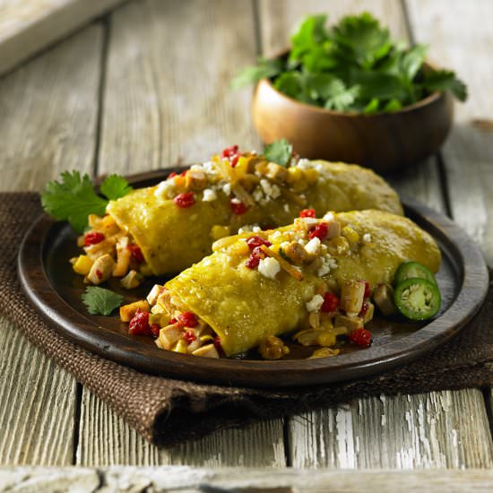 Potato Tofu Verde Enchiladas