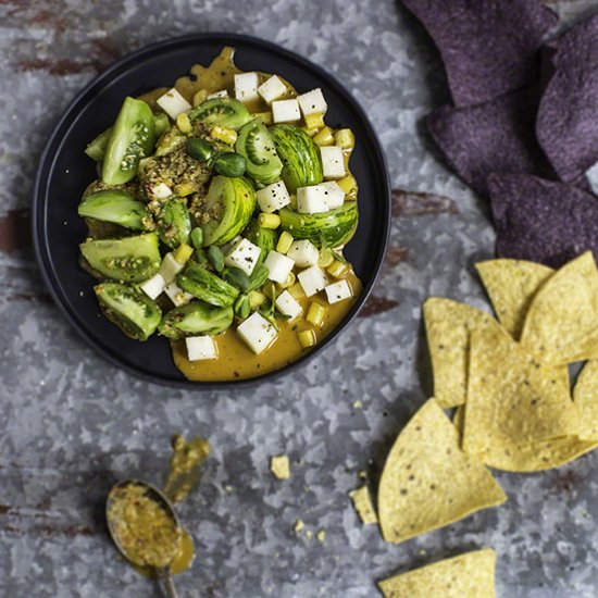 Kohlrabi salsa with kimchi dressing