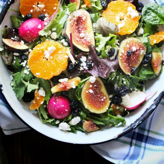 Mixed Organic Greens with Figs