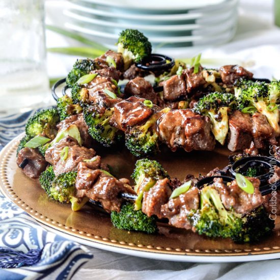 Grilled Beef and Broccoli Kebabs