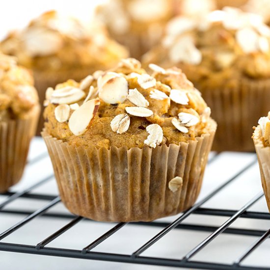 Vegan Pumpkin Pear Almond Muffins