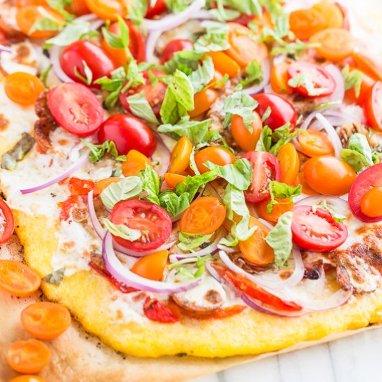 Red Pepper Sausage Polenta Pizza