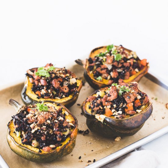 Chicken Rice Stuffed Acorn Squash