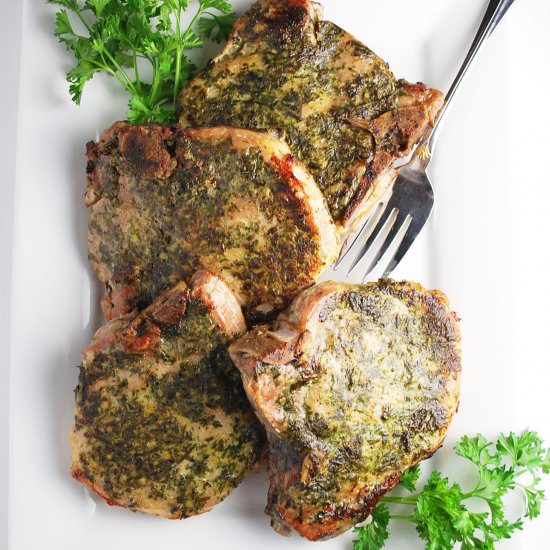 Sous Vide Herb Rubbed Pork Chops