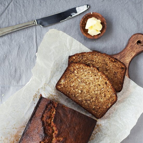 Banana, lemon and coconut bread