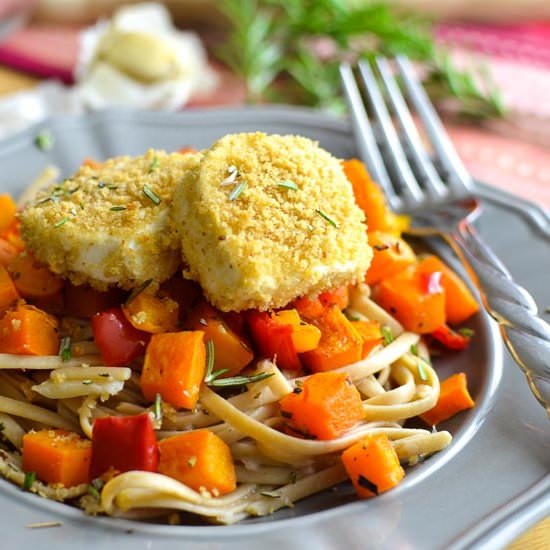 Crispy Goat Cheese-Squash Pasta