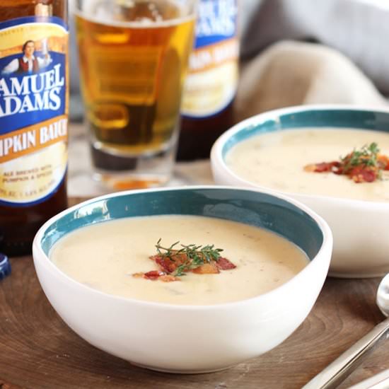 Smoked Cheddar Pumpkin Beer Soup